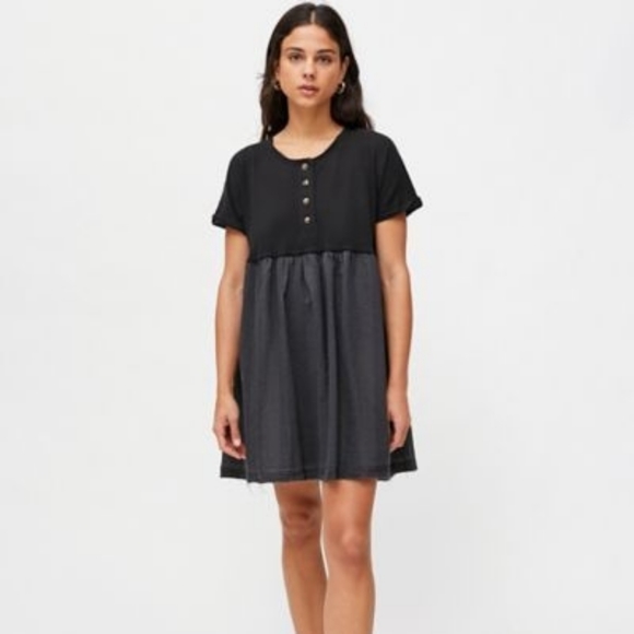 UO Margo Mixed Henley T-Shirt Dress - Picture 1 of 8